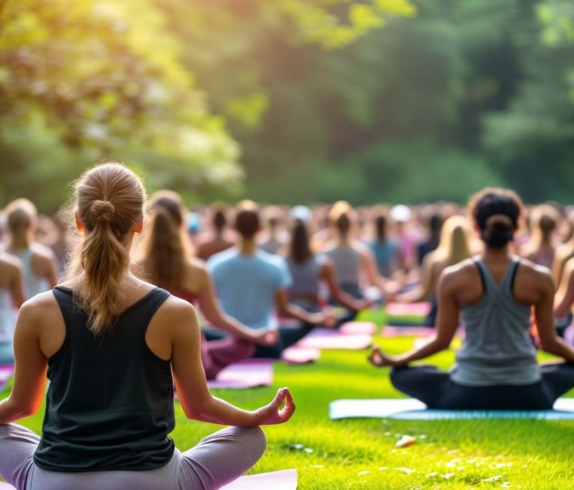 Clase de yoga al aire libre
