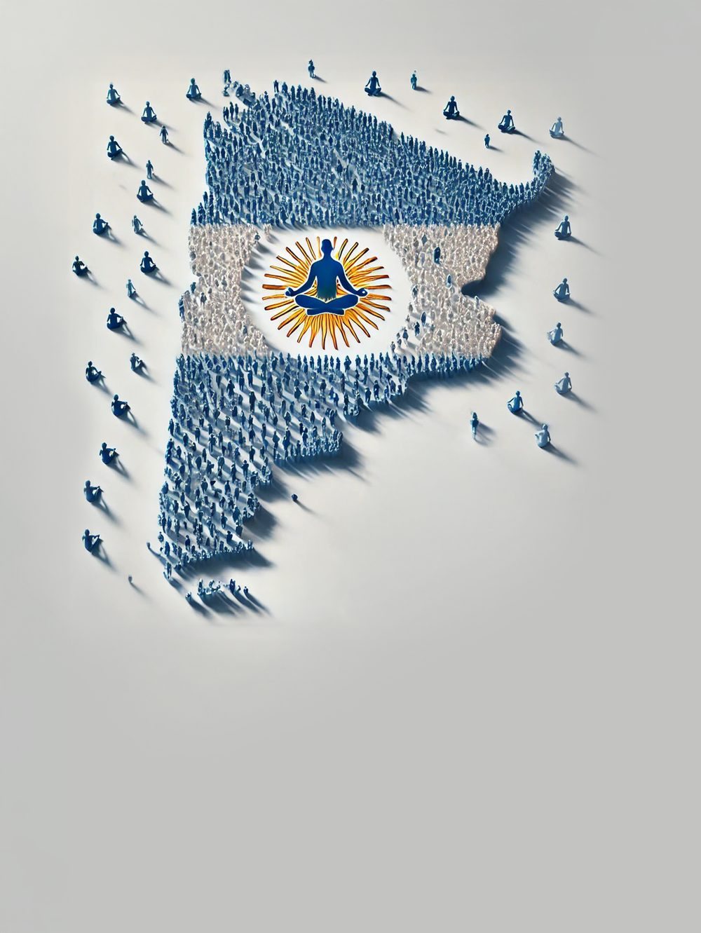 Mapa de Argentina formado por personas meditando